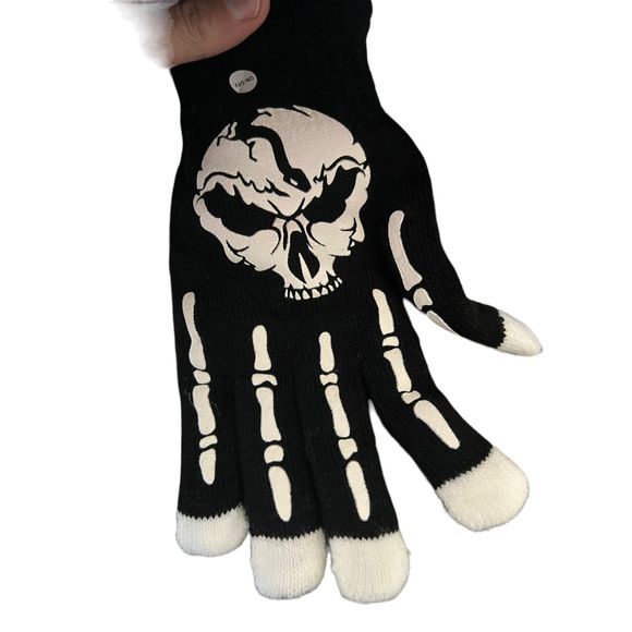 Light-Up Skull Gloves Adult One Size Fits Most Replaceable Batteries Case Of 24 - Picture 7 of 13